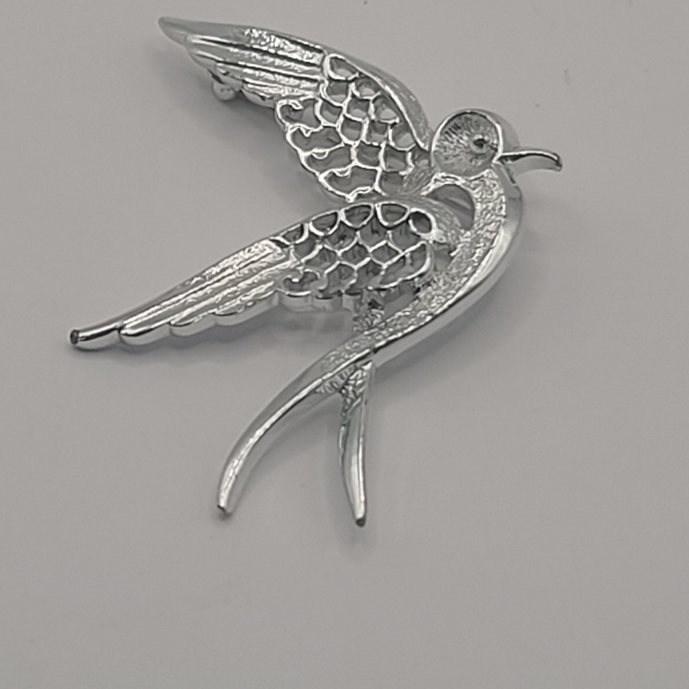 Sarah Coventry‎ Signed Silver Tone Dove Bird Pin Brooch